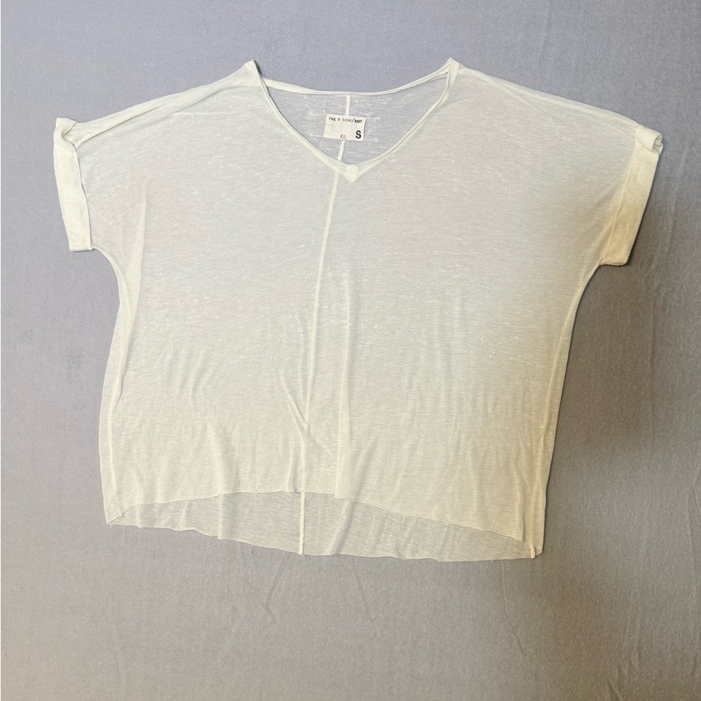 rag & bone Light cream V-Neck Crop Top